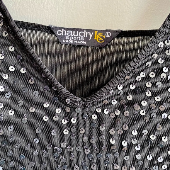 Chaudry Sports Black Sequin V Neck Tank - Picture 3 of 5
